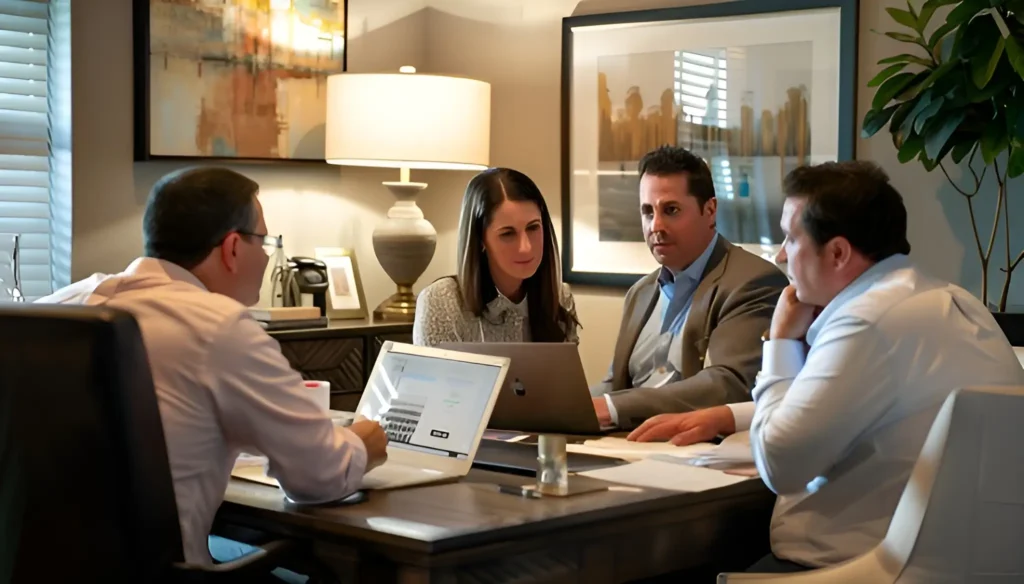 Real estate agent helping clients make a competitive offer in Henderson, NV